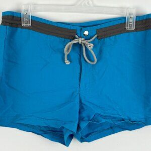 Space Girl-Z Activewear Shorts Size L Waist 32in Inseam 2.5in Rise 10in Blue Nyl